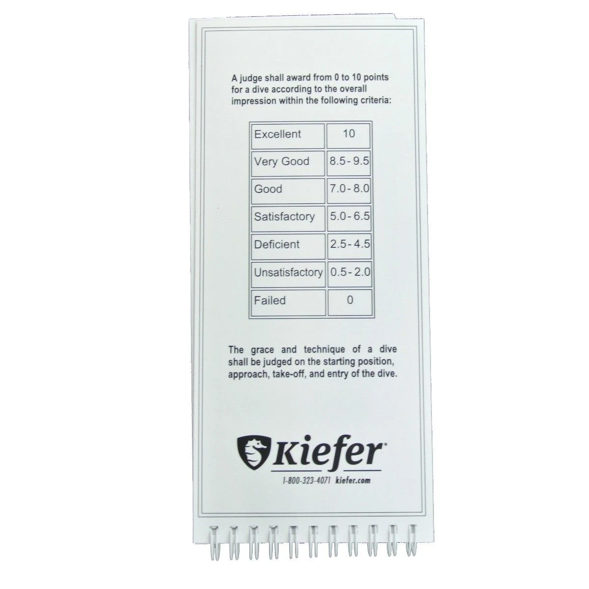 Kiefer Diving Judges Score Card - Image 3